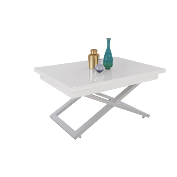 Разтегателна маса Флоренция с повдигащ механизъм плот МДФ -бял мат