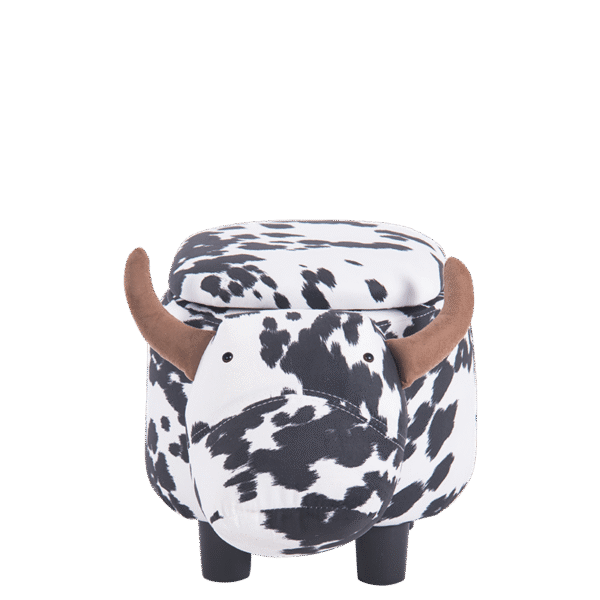 Детска табуретка с ракла - черно-бяла крава