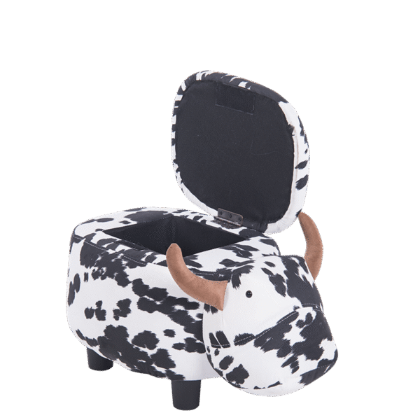 Детска табуретка с ракла - черно-бяла крава