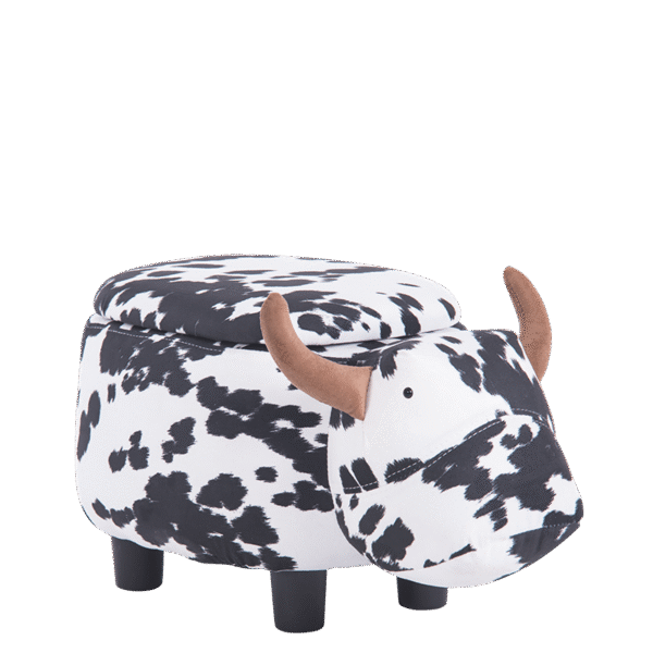 Детска табуретка с ракла - черно-бяла крава