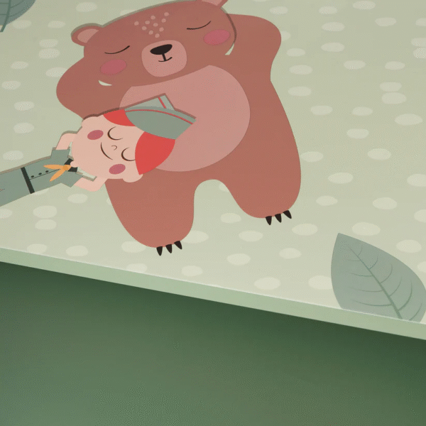 Детски Шкаф за Играчки и Дрехи GINGER HOME, Етажерка за Детска Стая с 2 чекмеджета, Мече, FOREST