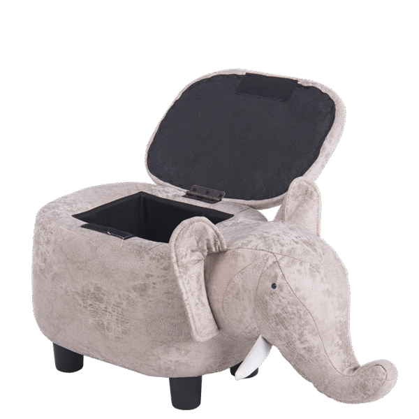 Детска табуретка с ракла - сив слон
