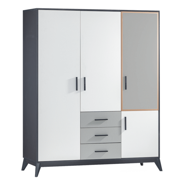 Детски трикрилен гардероб с чекмеджета от серията BREDA