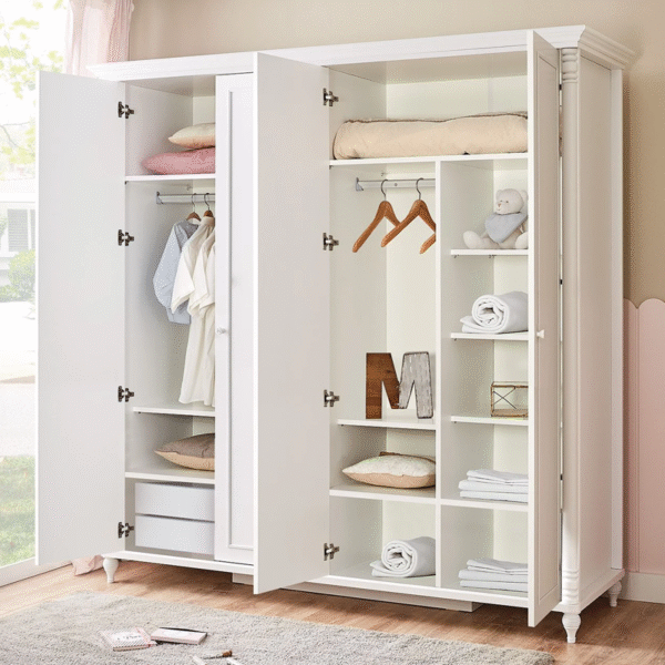 Четирикрилен детски гардероб от серията NIL бял цвят