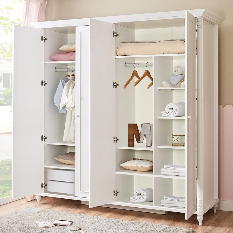 chetirikrilen-detski-garderob-nil-bjal (1) Четирикрилен детски гардероб от серията NIL бял цвят