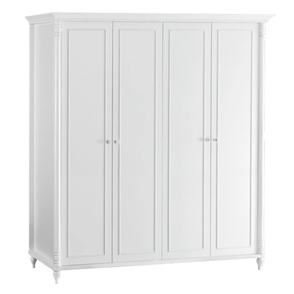 Четирикрилен детски гардероб от серията NIL бял цвят
