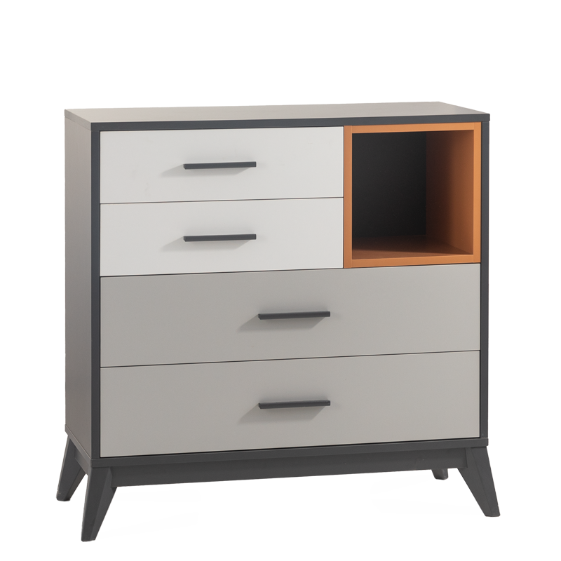 detski-skrin-za-drehi-breda Скрина е част от колекция BREDA, която включва скрин, гардероб, пейка, етажерка, килим, лампи и други аксесоари. Така лесно и бързо може да обзаведете детската стая без компромис за качеството или естетиката .