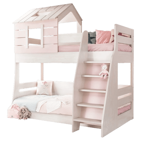 Двуетажно детско легло PINK HOUSE - дясно
