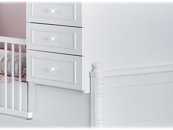 Бебешка кошара и детско легло 2в1 NIL- 80 х 180 см бял цвят